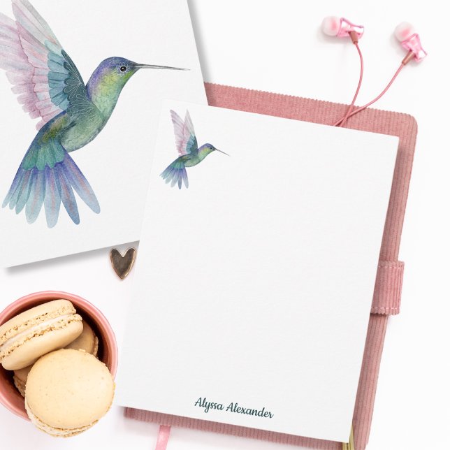 Hummingbird Elegant Watercolor Bird Art Monogram Card (Creator Uploaded)