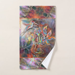 Hummingbird Flight Soft Pastels Art Bath Towel Set
