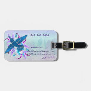 Hummingbird Floral Art Deco Luggage Tag