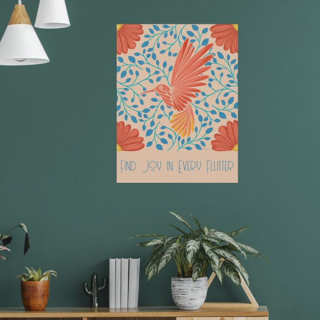 Hummingbird Floral Art Print (Living Room 1)