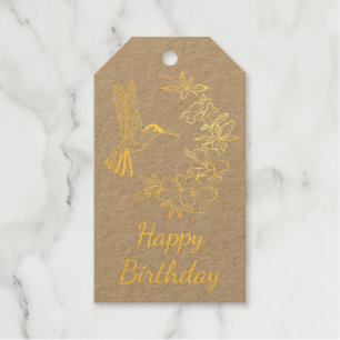 Hummingbird Floral Birthday Gift Tags