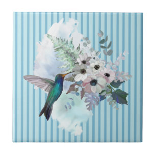 Hummingbird Floral Ceramic Tile