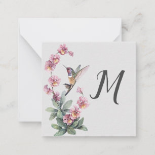 Hummingbird Floral Custom Initial Card