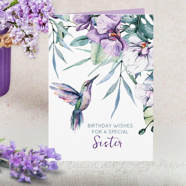 Hummingbird Floral Custom Text Any Occasion Card (With customizable text this pretty card is perfect for any female and any occasion!)