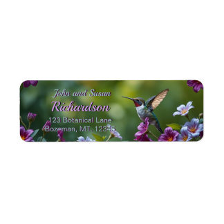Hummingbird Floral Design Return Address Label