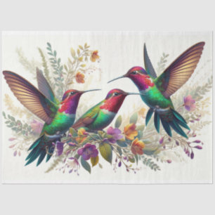 Hummingbird Floral Fauna Decoupage  Tissue Paper
