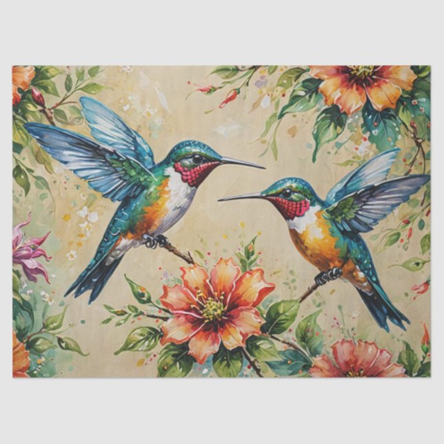 Hummingbird Floral  Tissue Paper (Front)