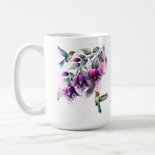 Hummingbird Floral Watercolor Coffee Mug