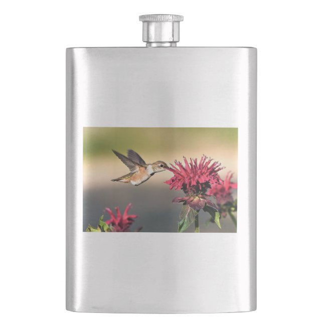 Hummingbird Flower Feeding Hip Flask (Front)