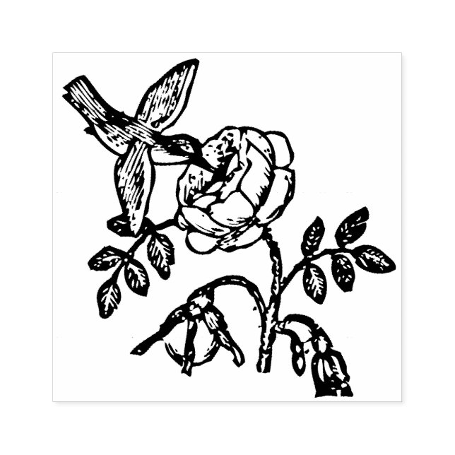 Hummingbird flower rubber stamp (Imprint)