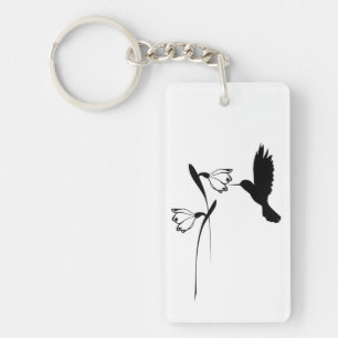 Hummingbird & Flower Silhouette Keychain