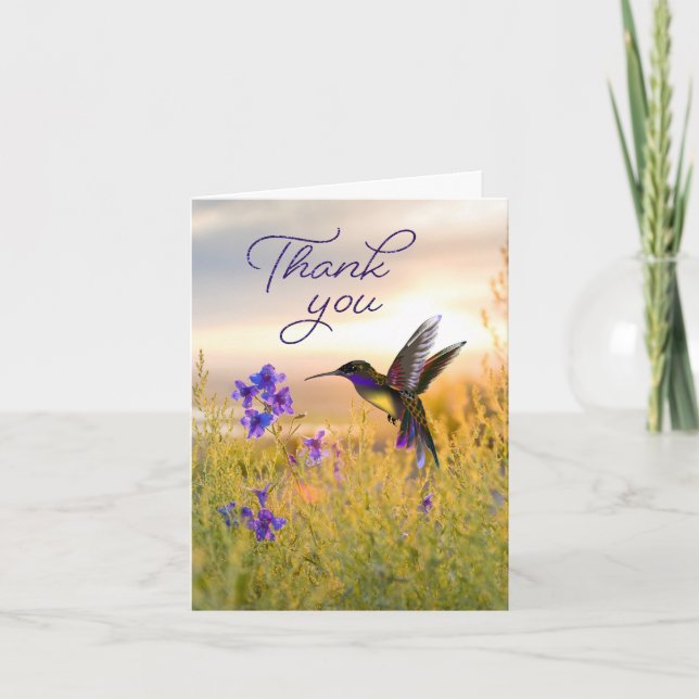 Hummingbird Flower Thank You Note Cards (Front)