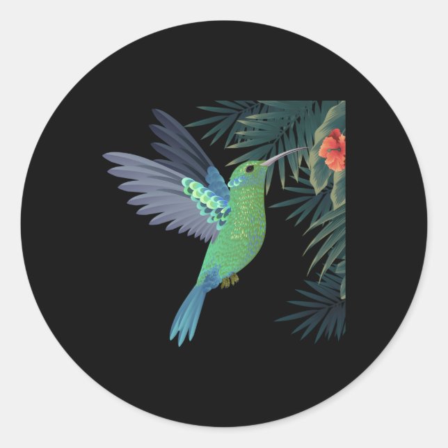 Hummingbird Flower Tree Bird Classic Round Sticker (Front)