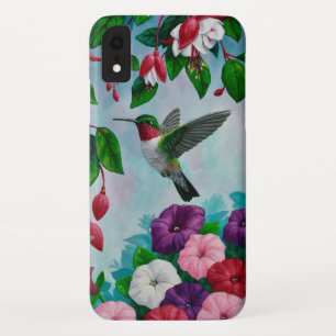 Hummingbird Flying in Flower Garden iPhone XR Case