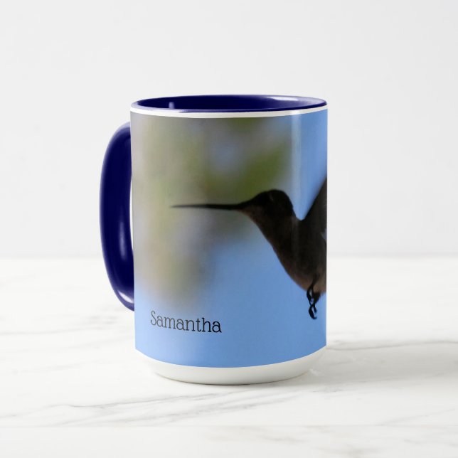 Hummingbird Flying Personalised Mug (Front Left)