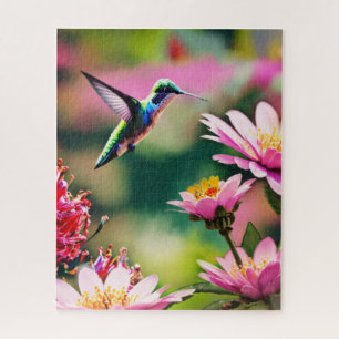 Hummingbird flying to a flowers Puzzle