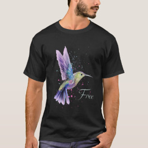 Hummingbird Free Birding Watercolor Bird Watching T-Shirt
