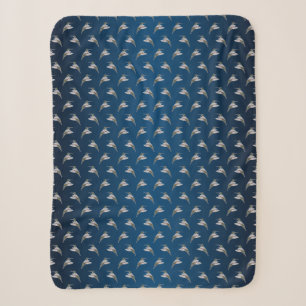 Hummingbird Frenzy Sherpa Blanket (Dark Blue Mix)