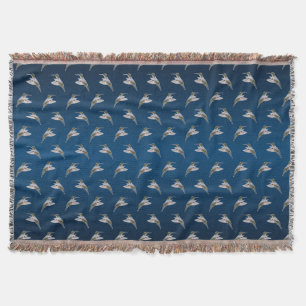 Hummingbird Frenzy Throw Blanket (Light/Dark Blue)