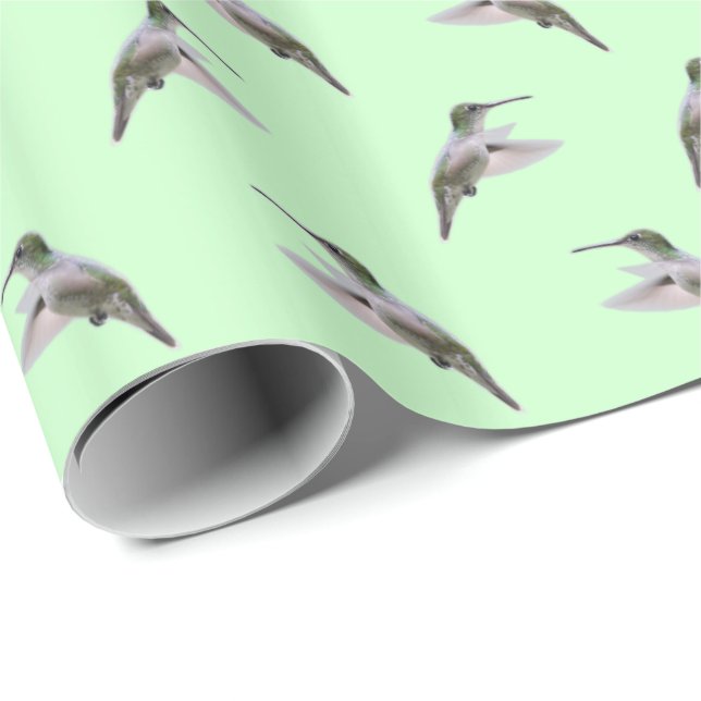 Hummingbird Frenzy Wrapping Paper (Light Green) (Roll Corner)