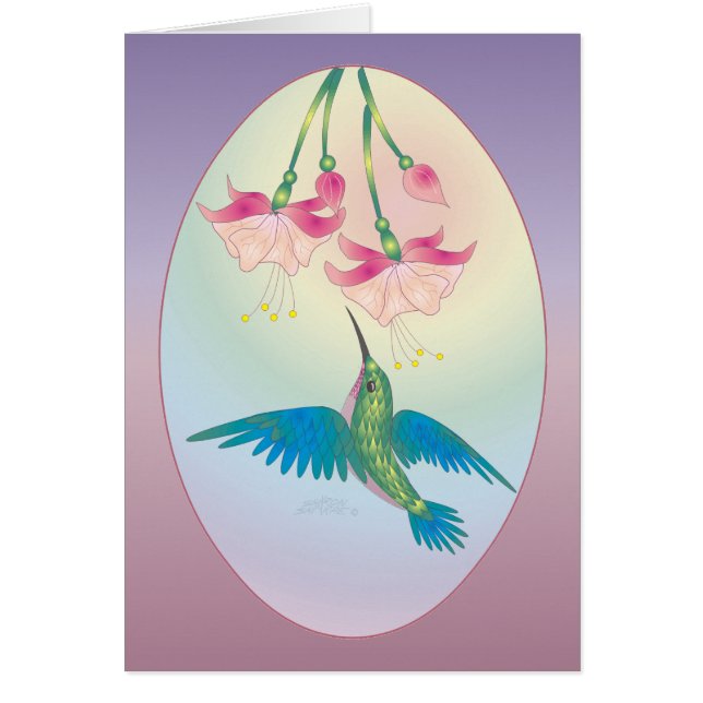 HUMMINGBIRD & FUCHSIA by SHARON SHARPE (Front)