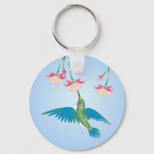HUMMINGBIRD & FUCHSIA by SHARON SHARPE Key Ring