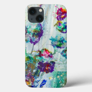Hummingbird garden abstract painting  iPhone 13 case