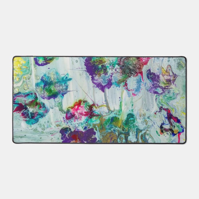Hummingbird garden abstract painting  desk mat (Front)