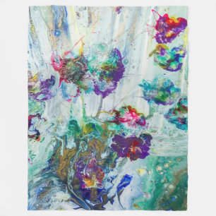 Hummingbird garden abstract painting  fleece blanket