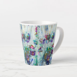 Hummingbird garden abstract painting latte mug