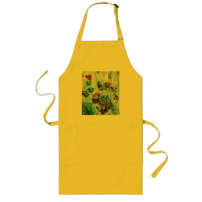 Hummingbird garden abstract painting  long apron (Front)