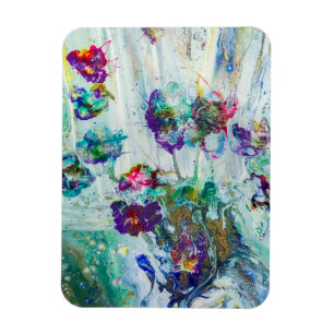 Hummingbird garden abstract painting magnet