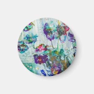 Hummingbird garden abstract painting magnet