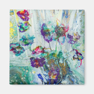 Hummingbird garden abstract painting magnet
