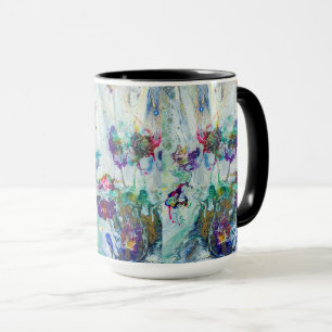 Hummingbird garden abstract painting mug