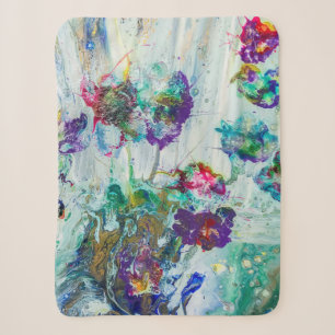 Hummingbird garden abstract painting sherpa blanket