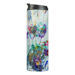 Hummingbird garden abstract painting thermal tumbler