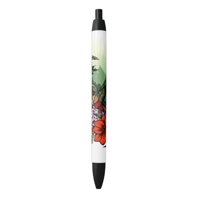 Hummingbird Garden Black Ink Pen (Front Vertical)