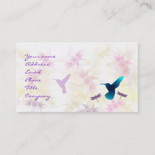 Hummingbird Garden Business Card Template (Front)