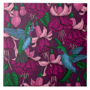Hummingbird garden ceramic tile