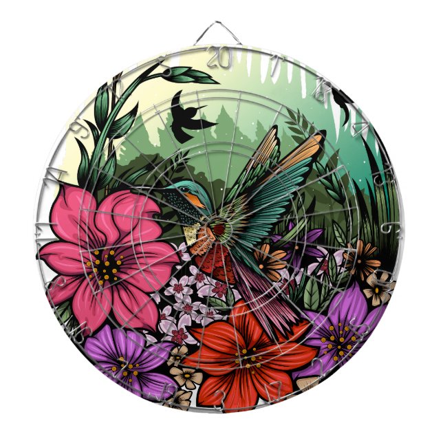 Hummingbird Garden Dartboard (Front)