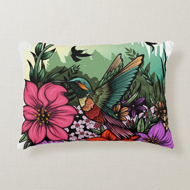 Hummingbird Garden Decorative Cushion (Front)