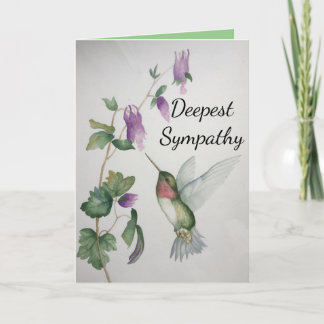 Hummingbird Garden Deepest Sympathy Watercolor Card