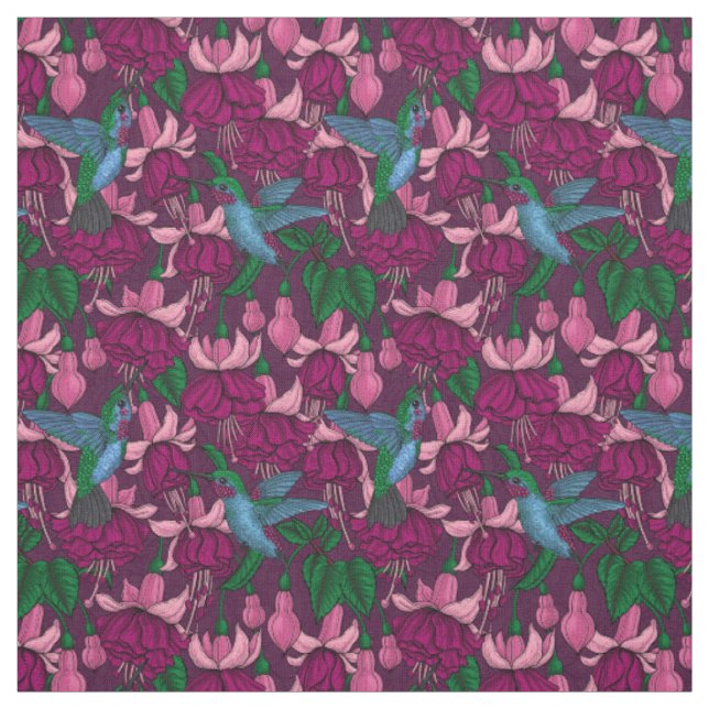 Hummingbird garden fabric (Swatch)