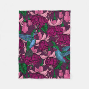 Hummingbird garden fleece blanket