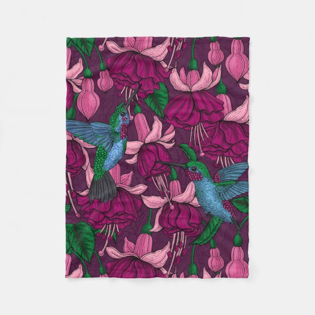 Hummingbird garden fleece blanket (Front)