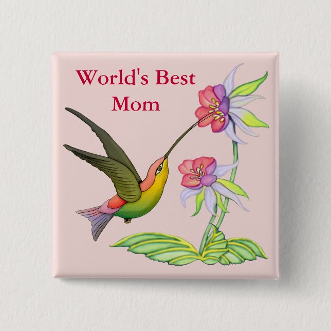 Hummingbird Garden for Mum 15 Cm Square Badge (Front)