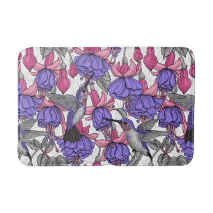 Hummingbird garden in melrose and pink bath mat