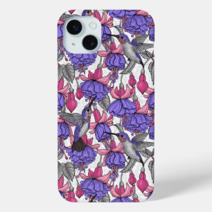 Hummingbird garden in melrose and pink iPhone 15 mini case