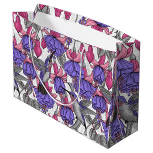 Hummingbird garden in melrose and pink large gift bag